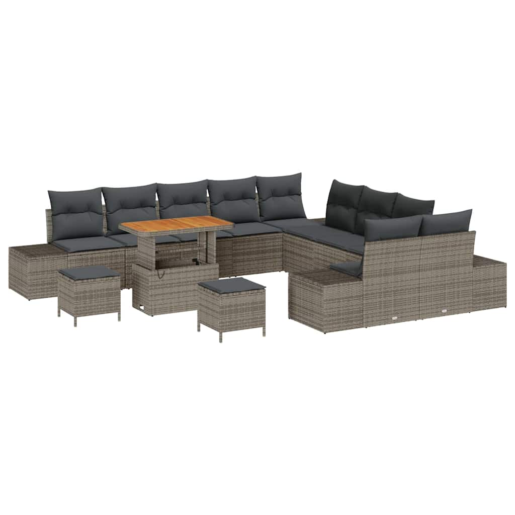 Conjunto de Sofá de Jardim 13 pcs Cinzeto Rattan Sintético