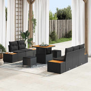 Conjunto de Sofá de Jardim 8 pcs Preto Rattan Sintético