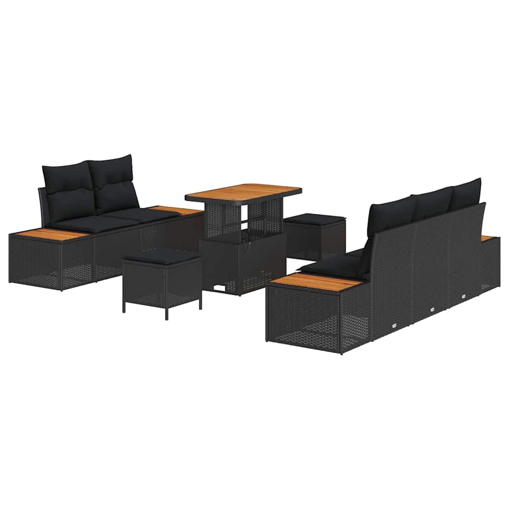 Conjunto de Sofá de Jardim 8 pcs Preto Rattan Sintético