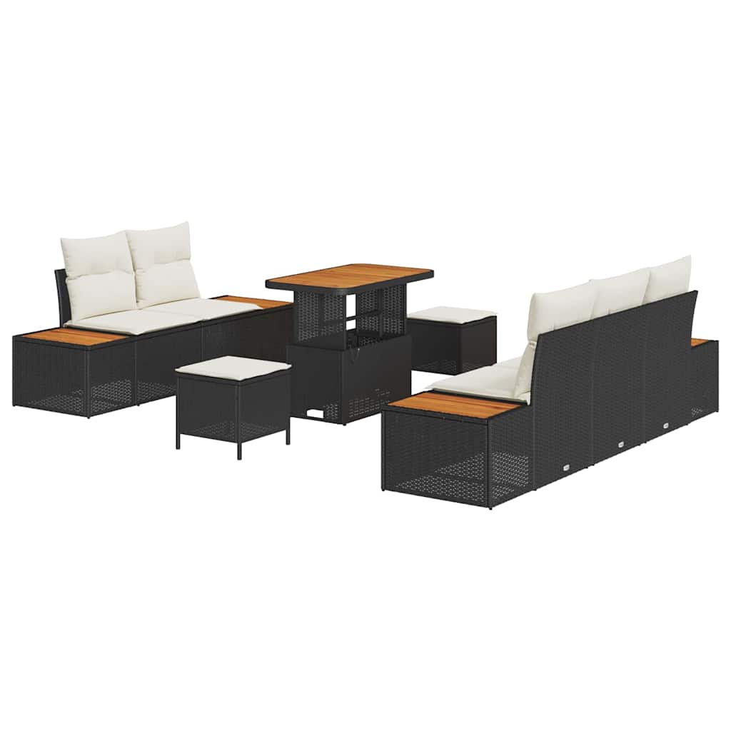 Conjunto de Sofá de Jardim 8 pcs Preto Rattan Sintético