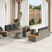 Conjunto de Sofá de Jardim 9 pcs Cinzeto Rattan Sintético