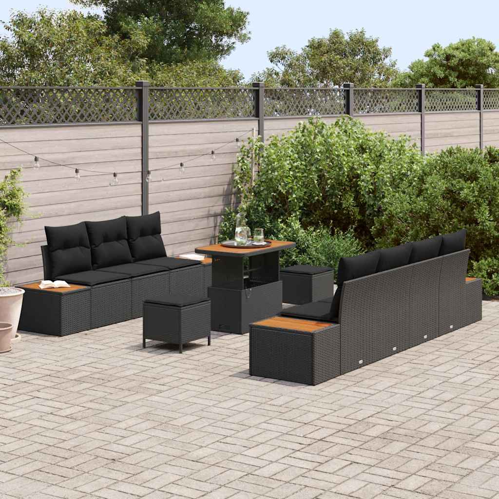 Conjunto de Sofá de Jardim 10 pcs Preto Rattan Sintético