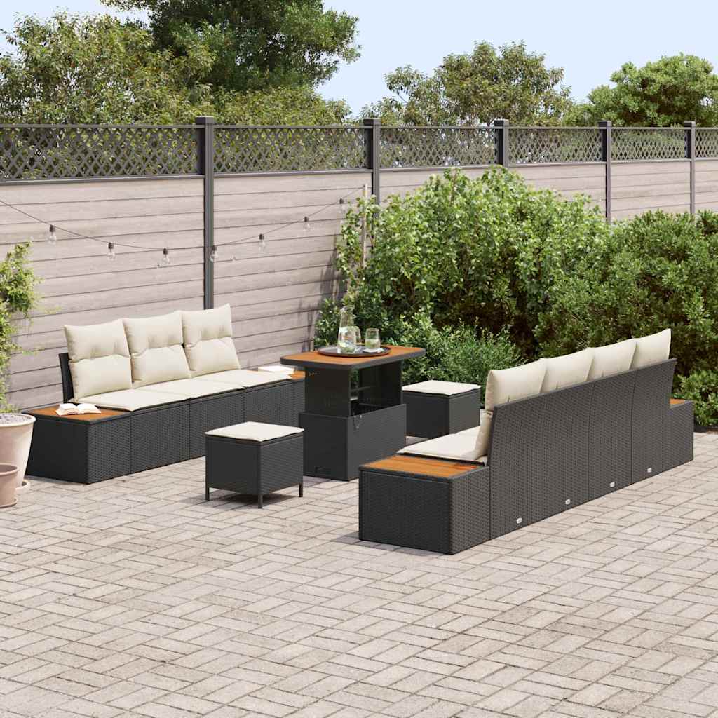 Conjunto de Sofá de Jardim 10 pcs Preto Rattan Sintético