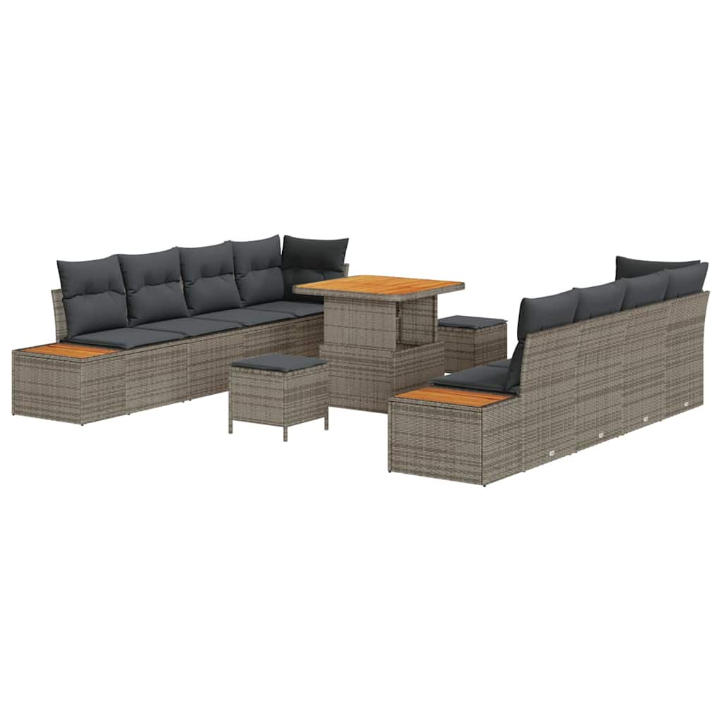 Conjunto de Sofá de Jardim 11 pcs Cinzeto Rattan Sintético