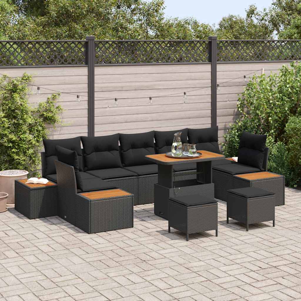 Conjunto de Sofá de Jardim 10 pcs Preto Rattan Sintético