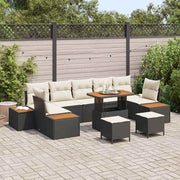 Conjunto de Sofá de Jardim 10 pcs Preto Rattan Sintético