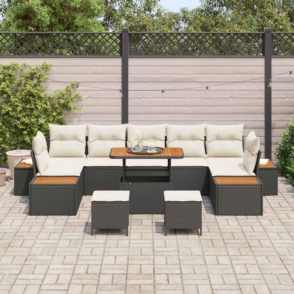 Conjunto de Sofá de Jardim 10 pcs Preto Rattan Sintético