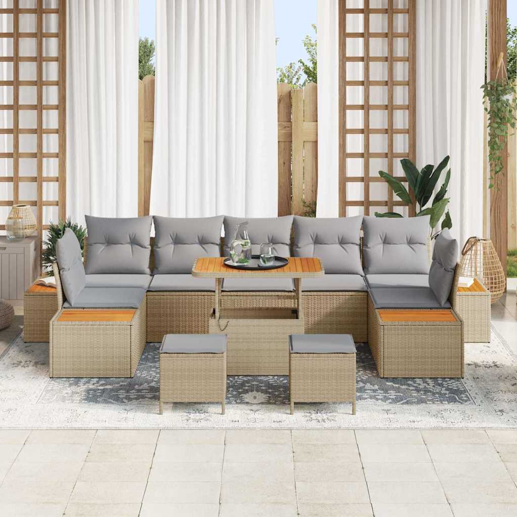 Conjunto de Sofá de Jardim 10 pcs Bege Rattan Sintético