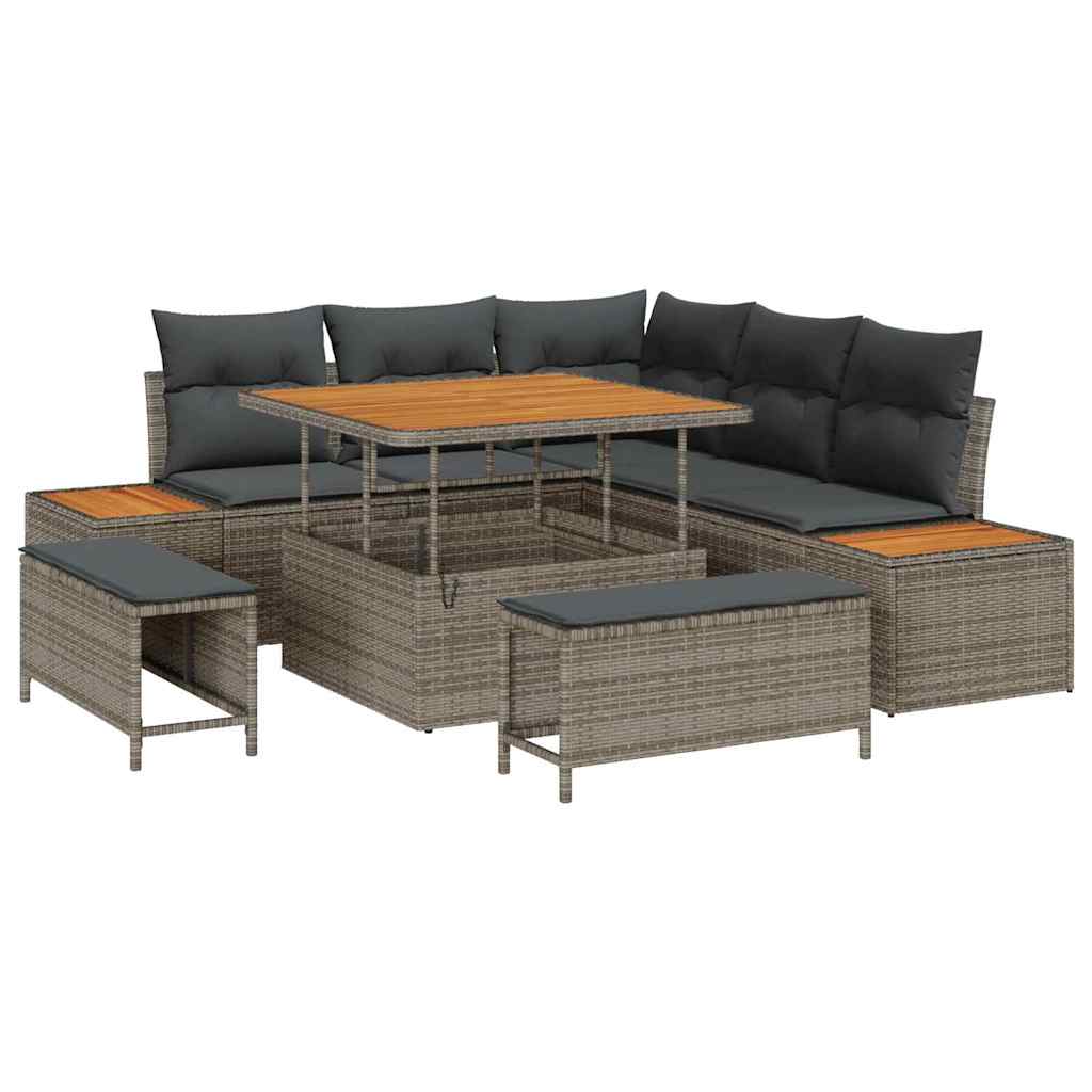 Conjunto de Sofá de Jardim 8 pcs Cinzeto Rattan Sintético