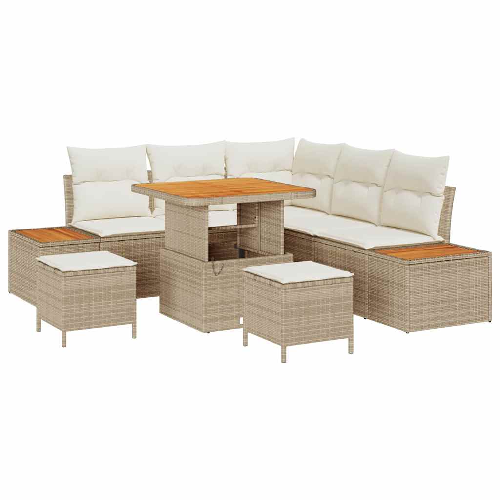Conjunto de Sofá de Jardim 8 pcs Bege Rattan Sintético