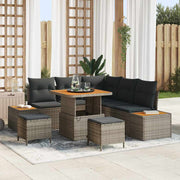 Conjunto de Sofá de Jardim 8 pcs Cinzeto Rattan Sintético
