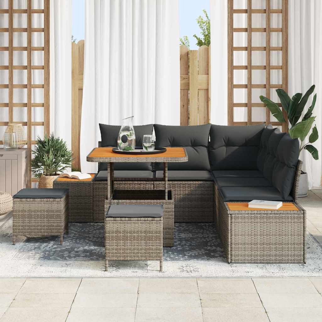 Conjunto de Sofá de Jardim 8 pcs Cinzeto Rattan Sintético