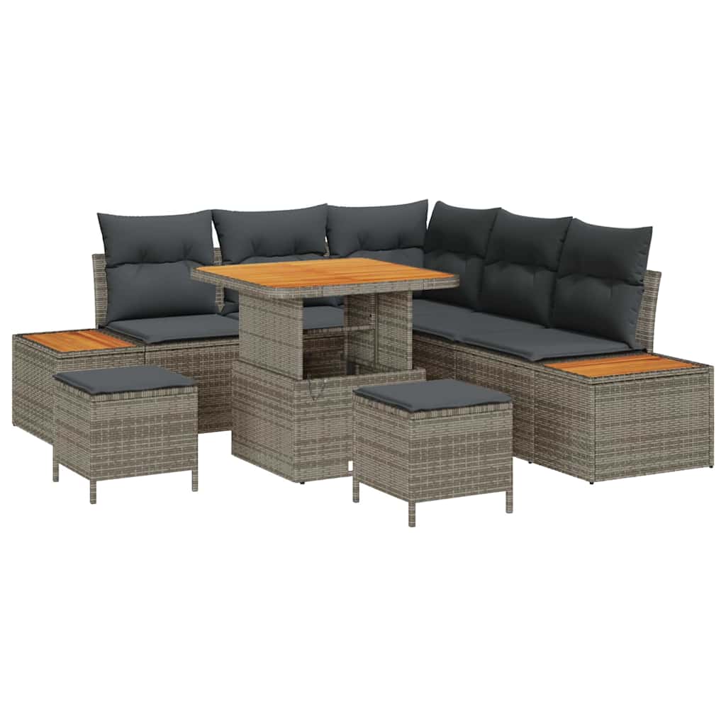 Conjunto de Sofá de Jardim 8 pcs Cinzeto Rattan Sintético