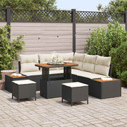 Conjunto de Sofá de Jardim 8 pcs Preto Rattan Sintético