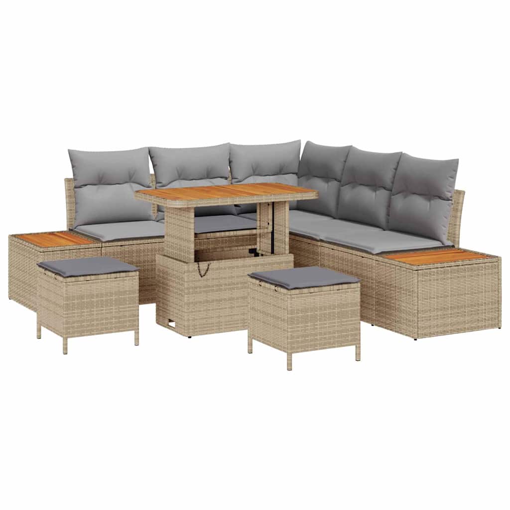 Conjunto de Sofá de Jardim 8 pcs Bege Rattan Sintético