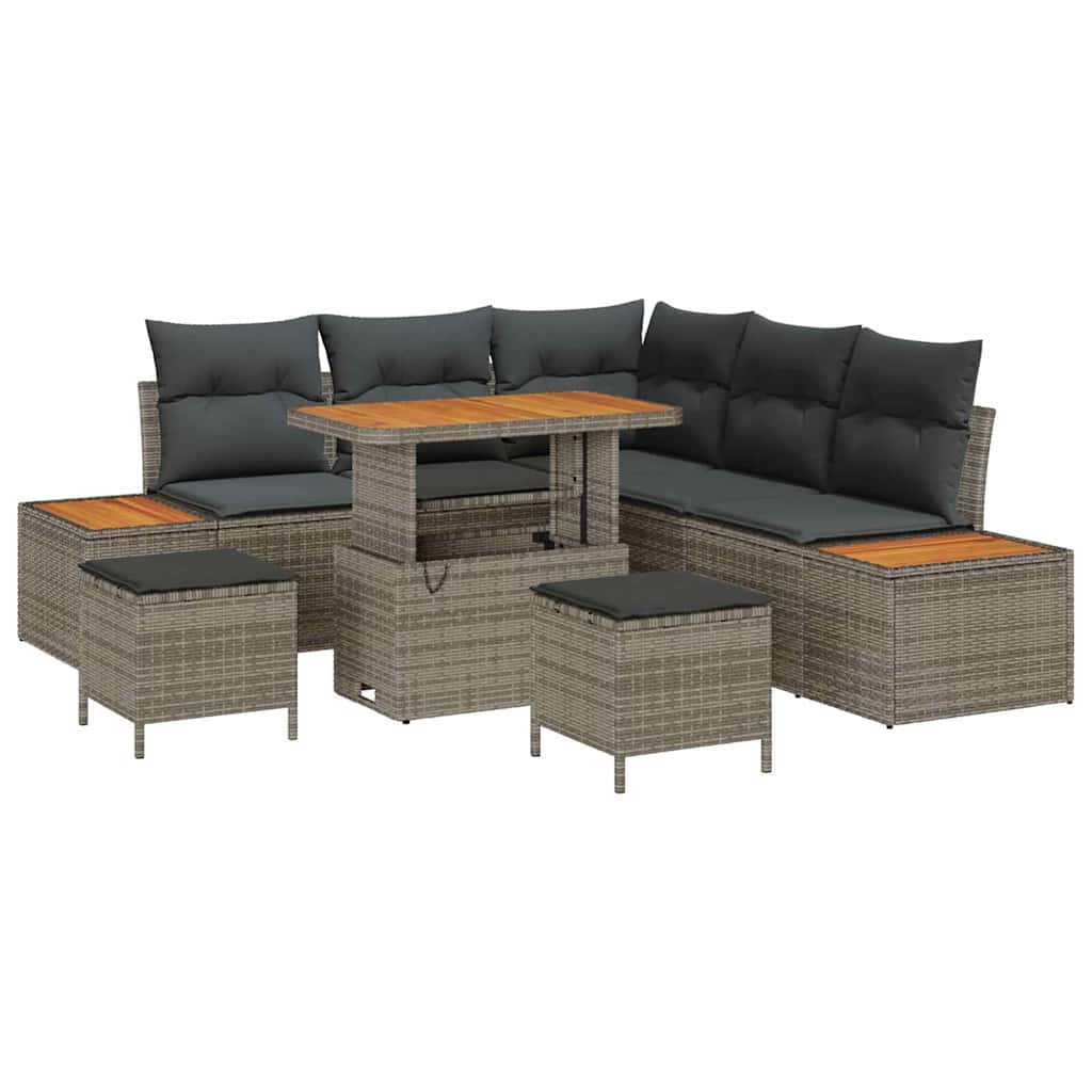 Conjunto de Sofá de Jardim 8 pcs Cinzeto Rattan Sintético