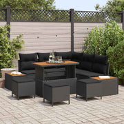 Conjunto de Sofá de Jardim 9 pcs Preto Rattan Sintético