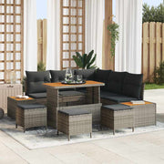 Conjunto de Sofá de Jardim 9 pcs Cinzeto Rattan Sintético