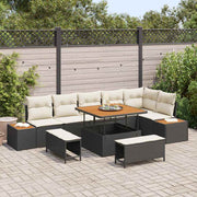 Conjunto de Sofá de Jardim 9 pcs Preto Rattan Sintético