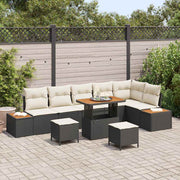 Conjunto de Sofá de Jardim 9 pcs Preto Rattan Sintético