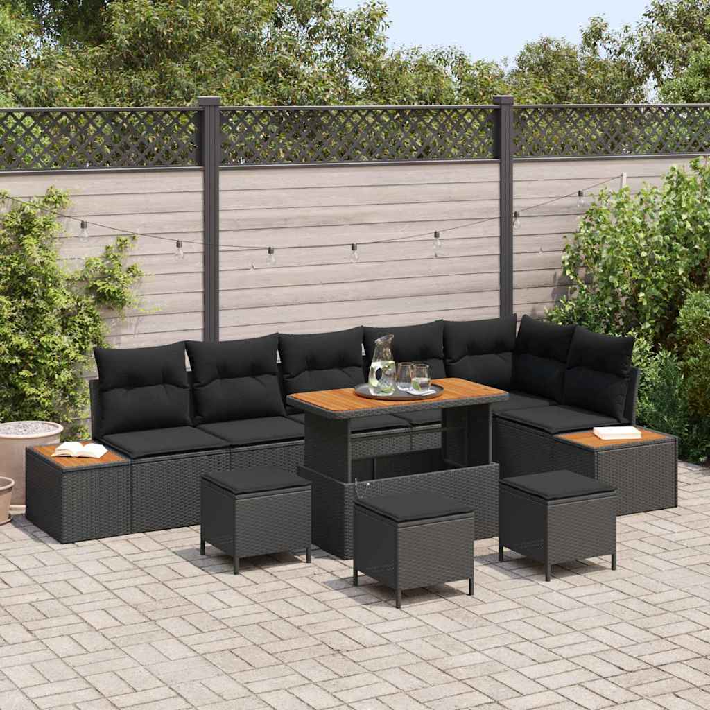 Conjunto de Sofá de Jardim 10 pcs Preto Rattan Sintético