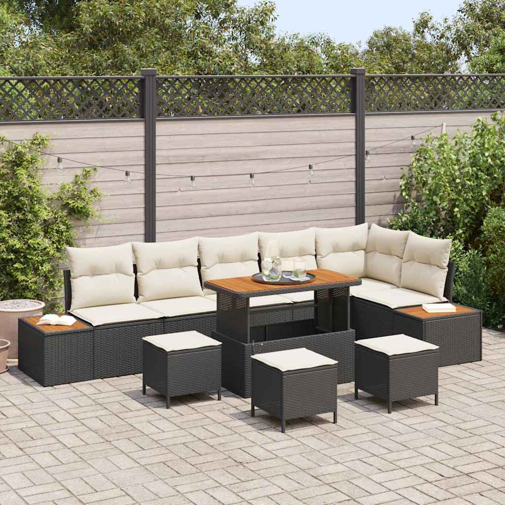 Conjunto de Sofá de Jardim 10 pcs Preto Rattan Sintético