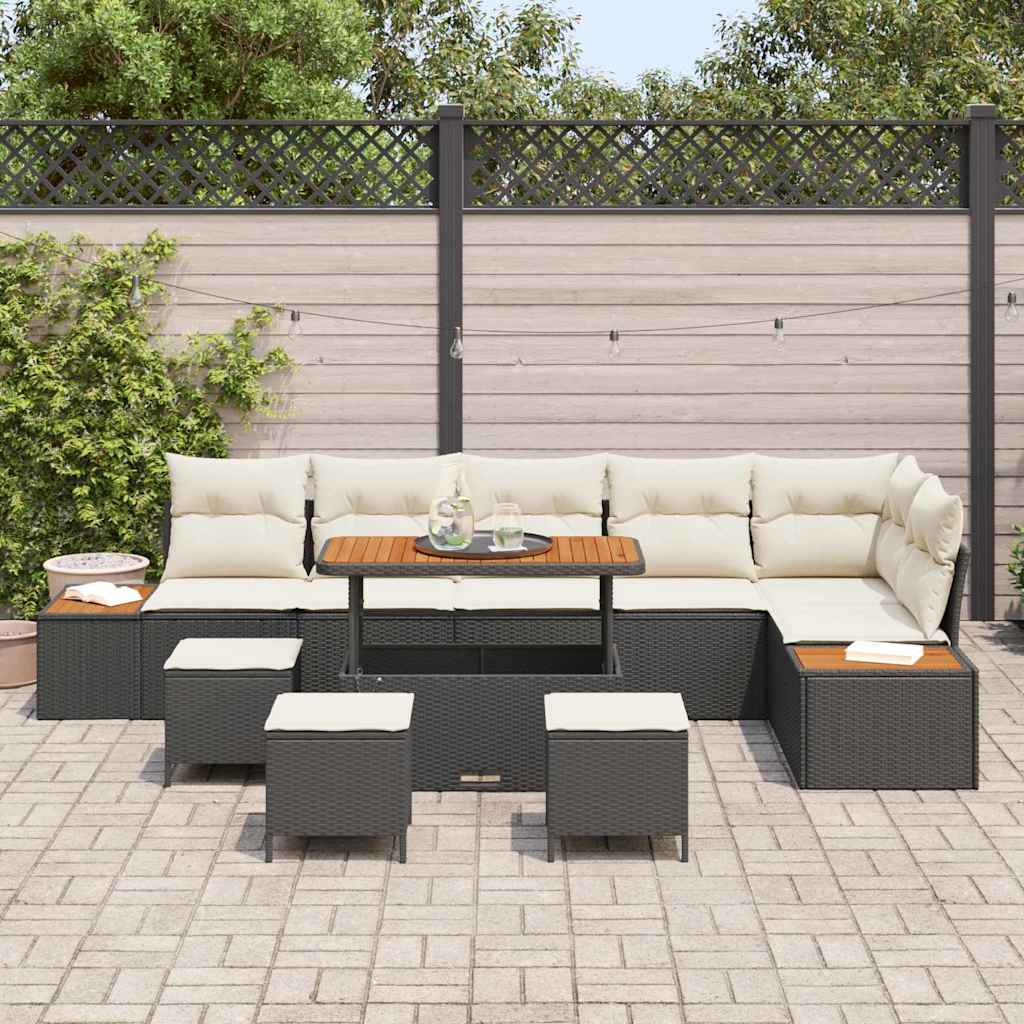 Conjunto de Sofá de Jardim 10 pcs Preto Rattan Sintético