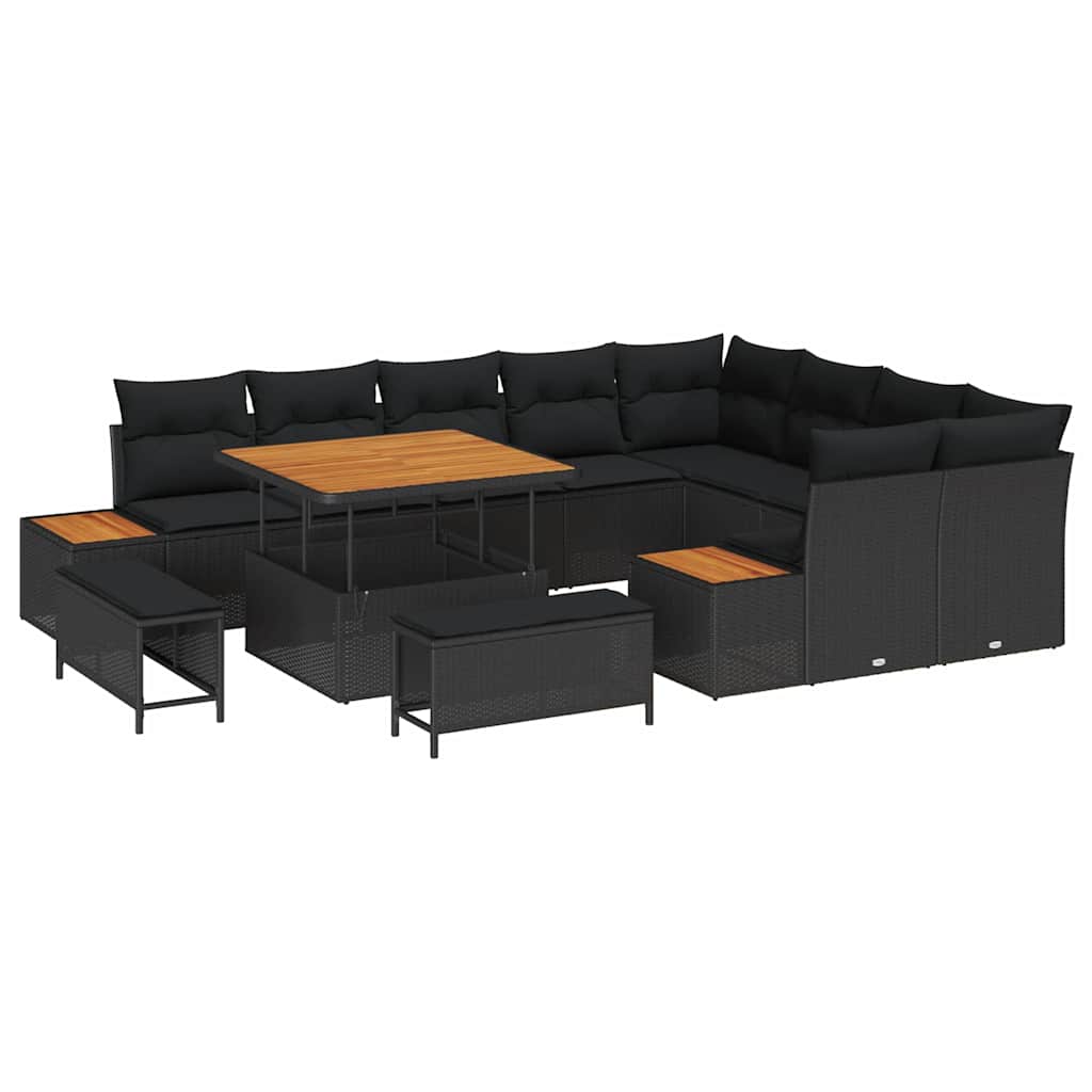 Conjunto de Sofá de Jardim 12 pcs Preto Rattan Sintético
