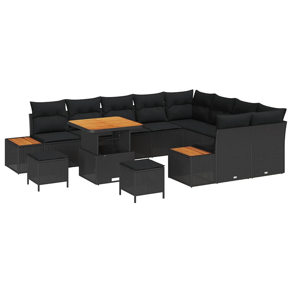 Conjunto de Sofá de Jardim 12 pcs Preto Rattan Sintético
