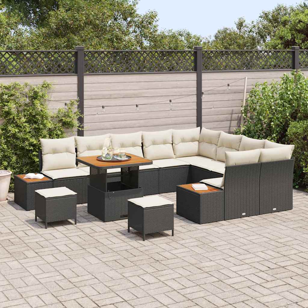 Conjunto de Sofá de Jardim 12 pcs Preto Rattan Sintético