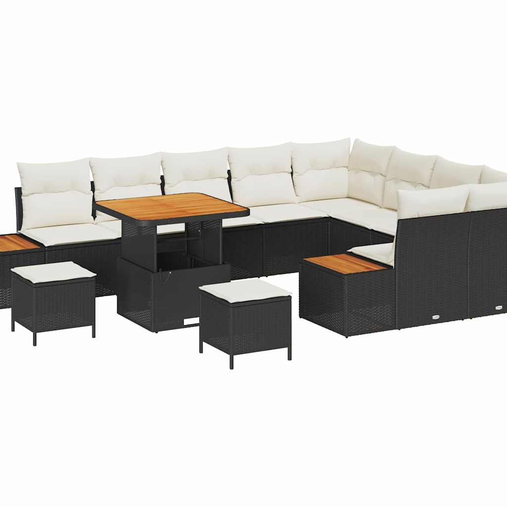Conjunto de Sofá de Jardim 12 pcs Preto Rattan Sintético