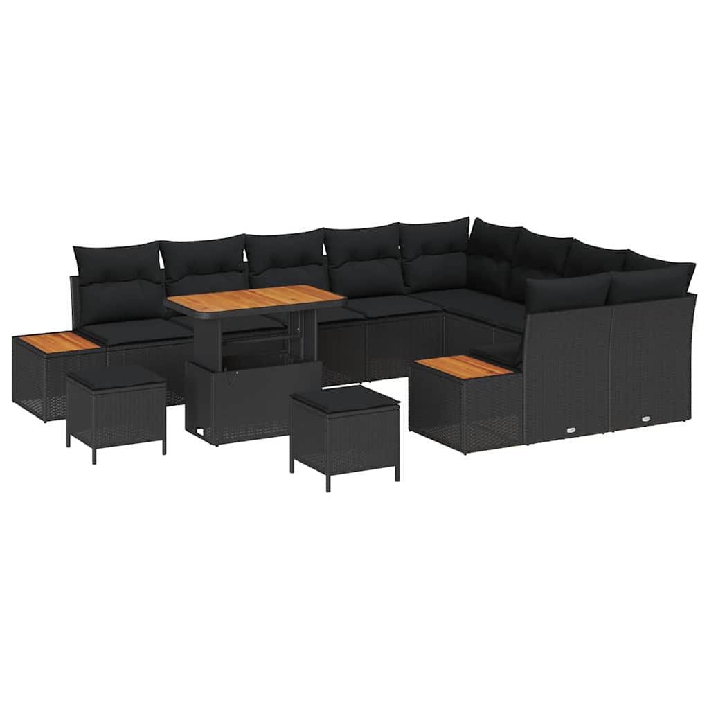 Conjunto de Sofá de Jardim 12 pcs Preto Rattan Sintético