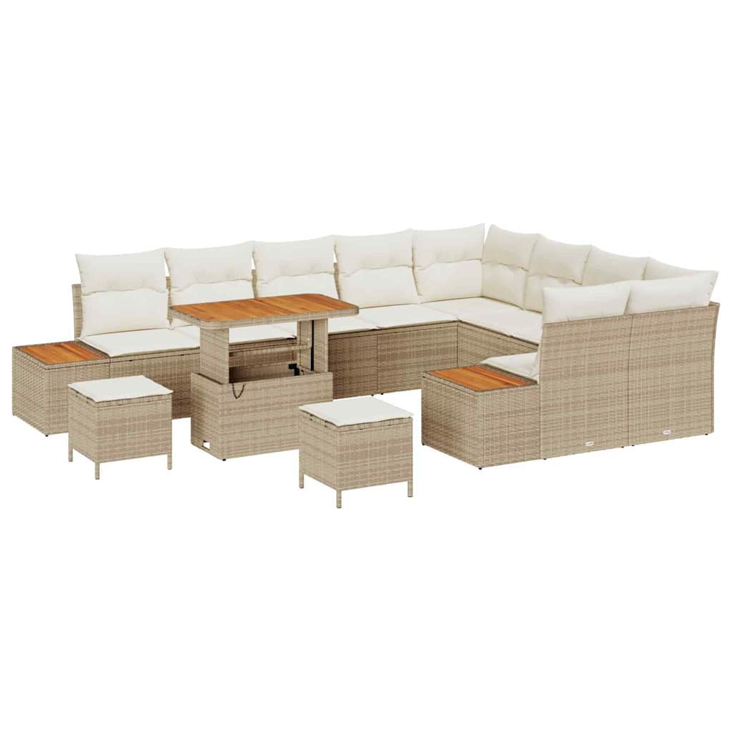Conjunto de Sofá de Jardim 12 pcs Bege Rattan Sintético