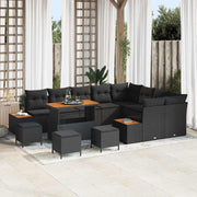 Conjunto de Sofá de Jardim 13 pcs Preto Rattan Sintético