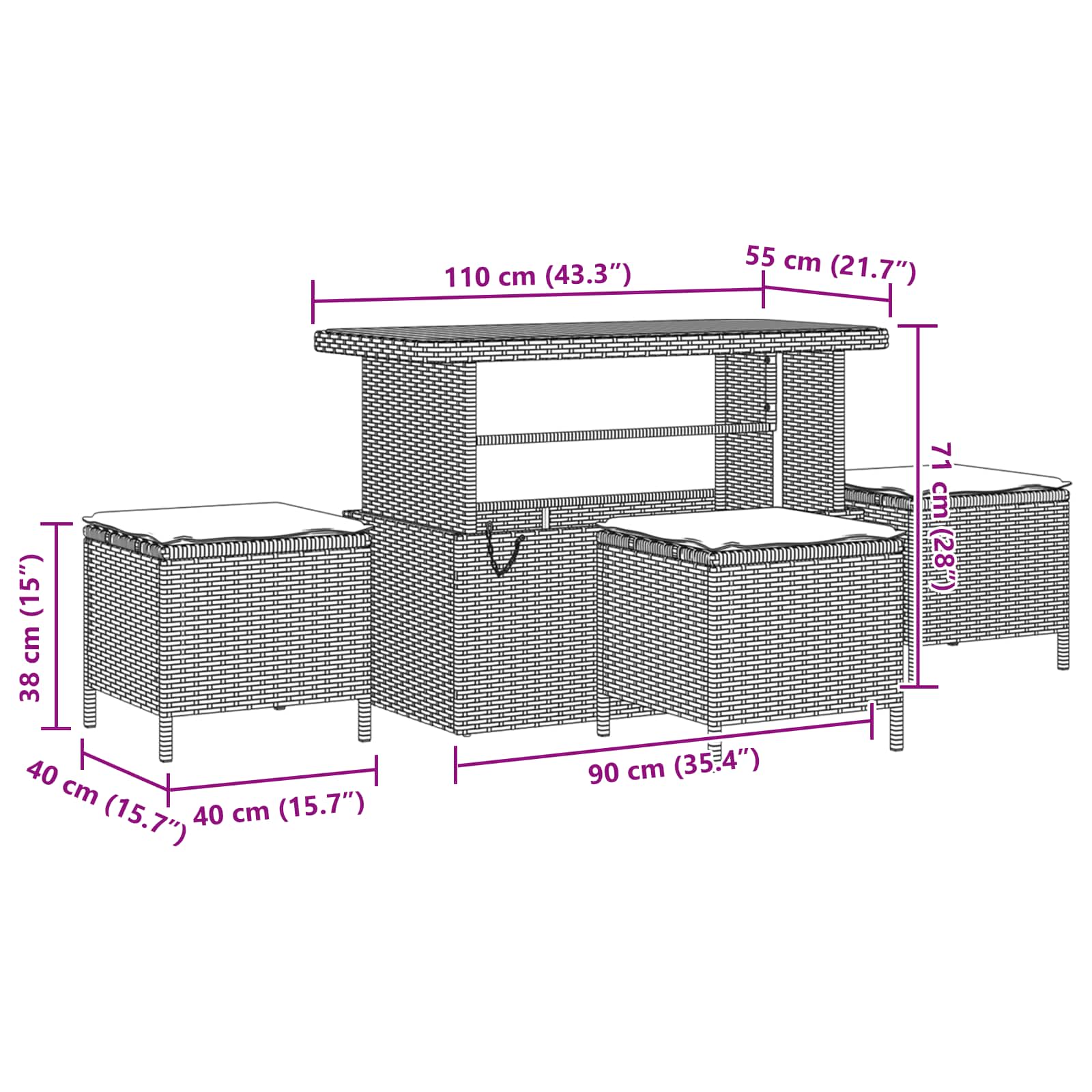 Conjunto de Sofá de Jardim 13 pcs Preto Rattan Sintético