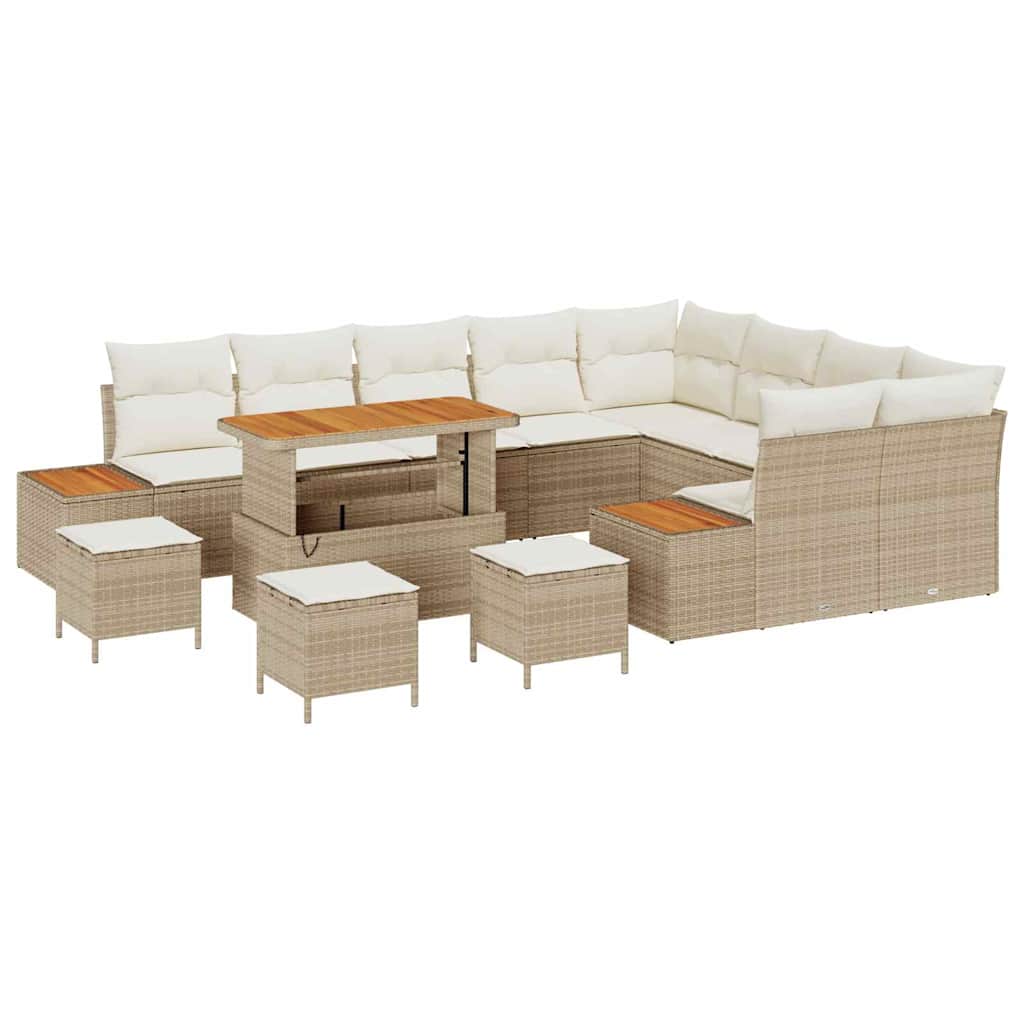 Conjunto de Sofá de Jardim 13 pcs Bege Rattan Sintético