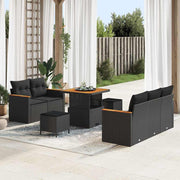 Conjunto de Sofá de Jardim 8 pcs Preto Rattan Sintético