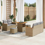 Conjunto de Sofá de Jardim 8 pcs Bege Rattan Sintético