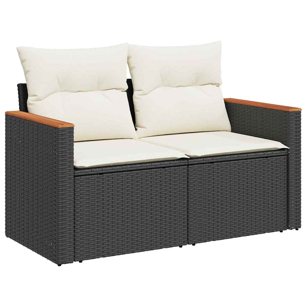 Conjunto de Sofá de Jardim 9 pcs Preto Rattan Sintético