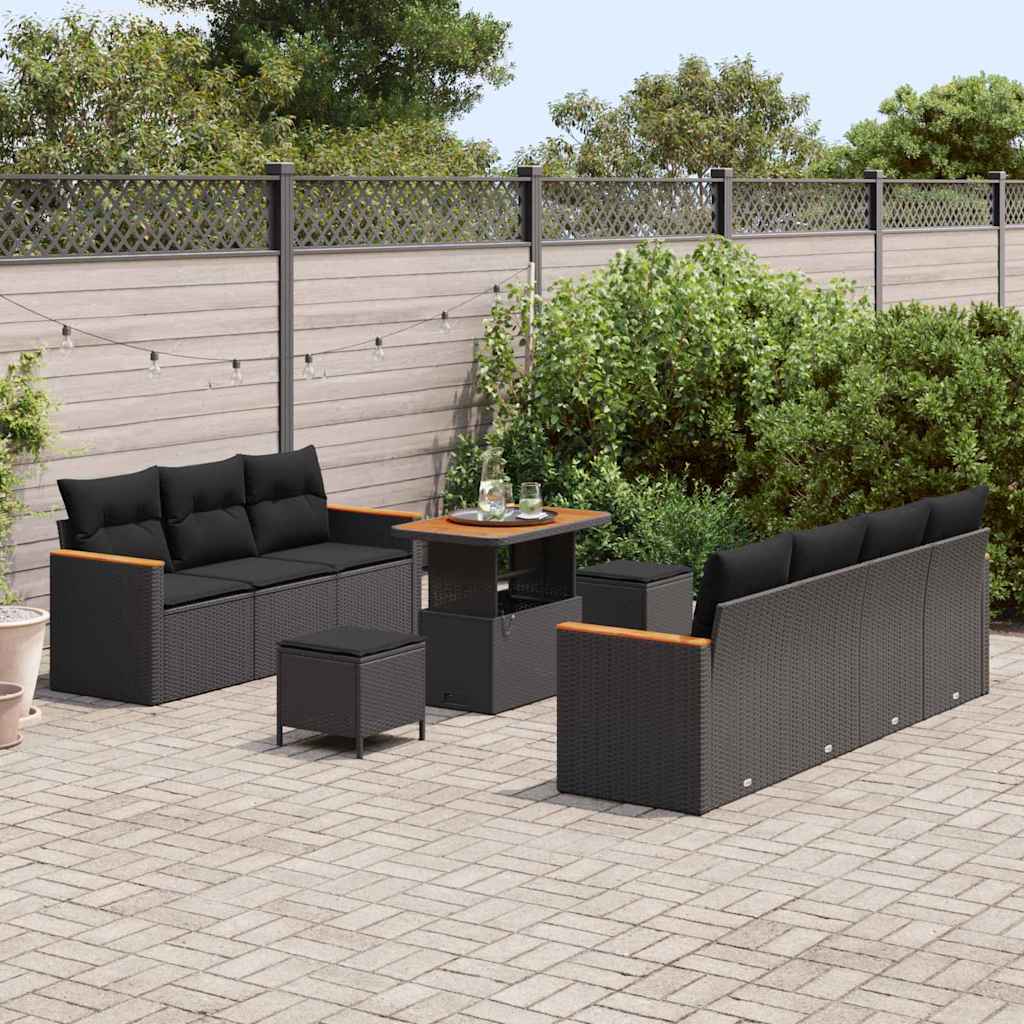 Conjunto de Sofá de Jardim 10 pcs Preto Rattan Sintético
