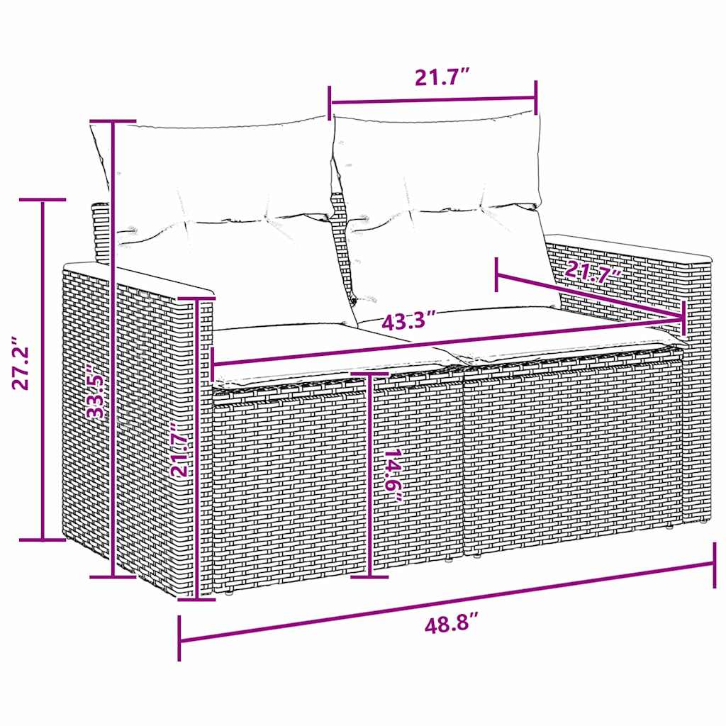 Conjunto de Sofá de Jardim 11 pcs Preto Rattan Sintético