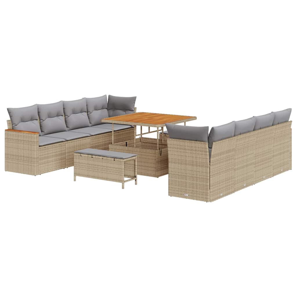 Conjunto de Sofá de Jardim 11 pcs Bege Rattan Sintético