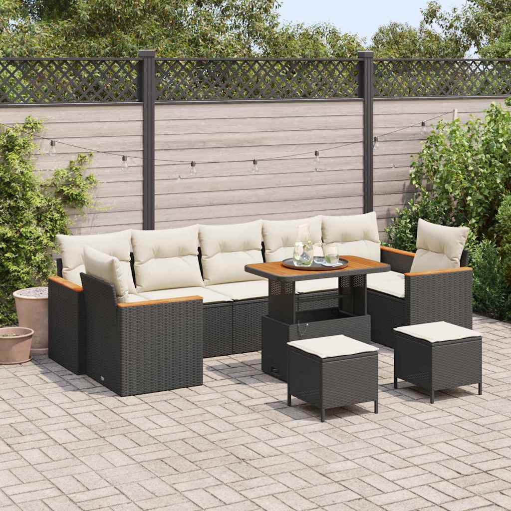 Conjunto de Sofá de Jardim 10 pcs Preto Rattan Sintético