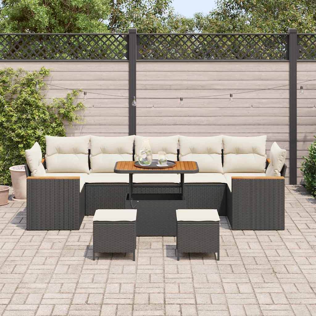 Conjunto de Sofá de Jardim 10 pcs Preto Rattan Sintético