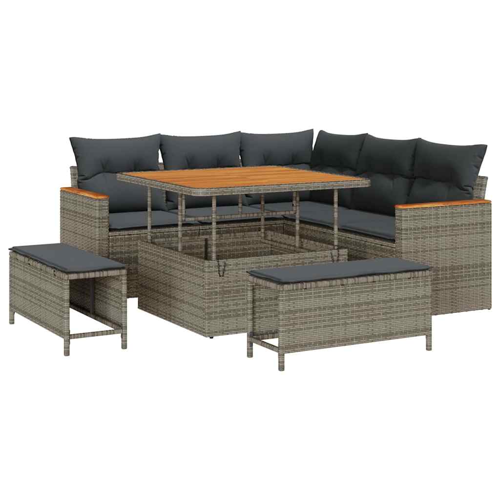 Conjunto de Sofá de Jardim 8 pcs Cinzeto Rattan Sintético