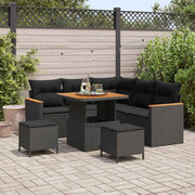Conjunto de Sofá de Jardim 8 pcs Preto Rattan Sintético