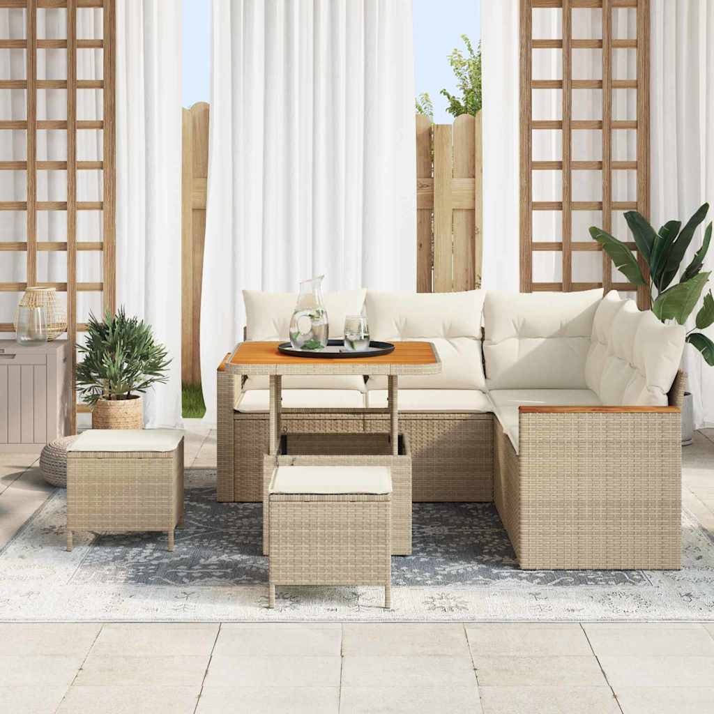 Conjunto de Sofá de Jardim 8 pcs Bege Rattan Sintético