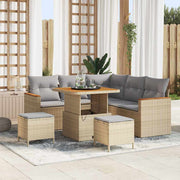 Conjunto de Sofá de Jardim 8 pcs Bege Rattan Sintético