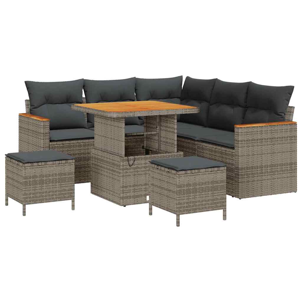 Conjunto de Sofá de Jardim 8 pcs Cinzeto Rattan Sintético