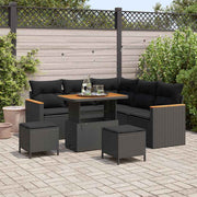 Conjunto de Sofá de Jardim 8 pcs Preto Rattan Sintético